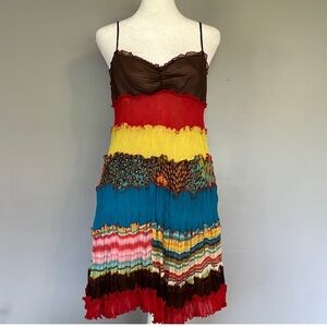 Beautiful BCBG Max Azria silk tiered mini dress, like new . 100% silk. Size 6